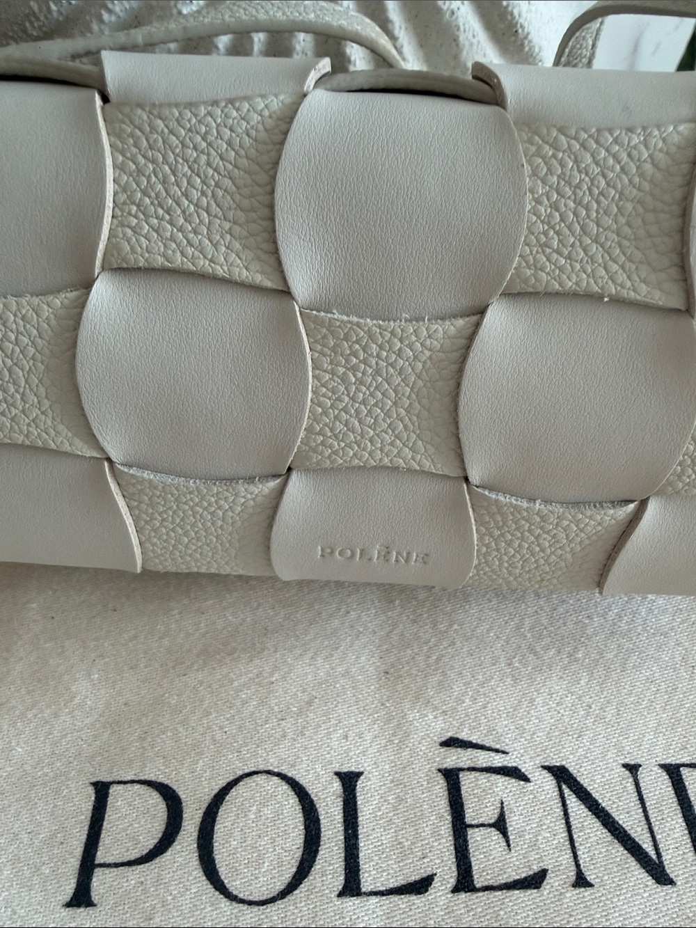 Polène Ivory Neti Woven Leather Shoulder Bag - Picture 2 of 7